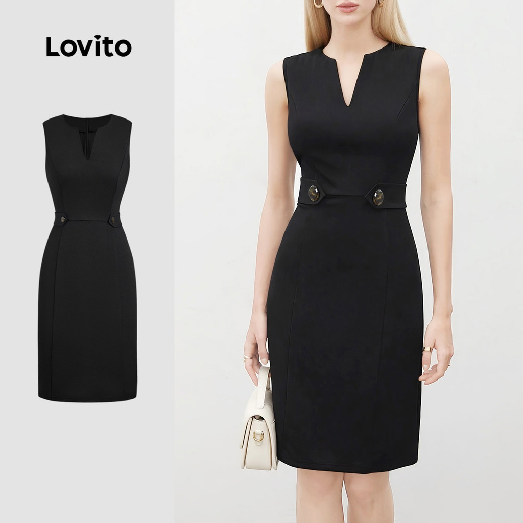 Lovito Vestido Casual de Botão para Primavera/verão para mulheres L143AD1877 em Oferta na Shopee