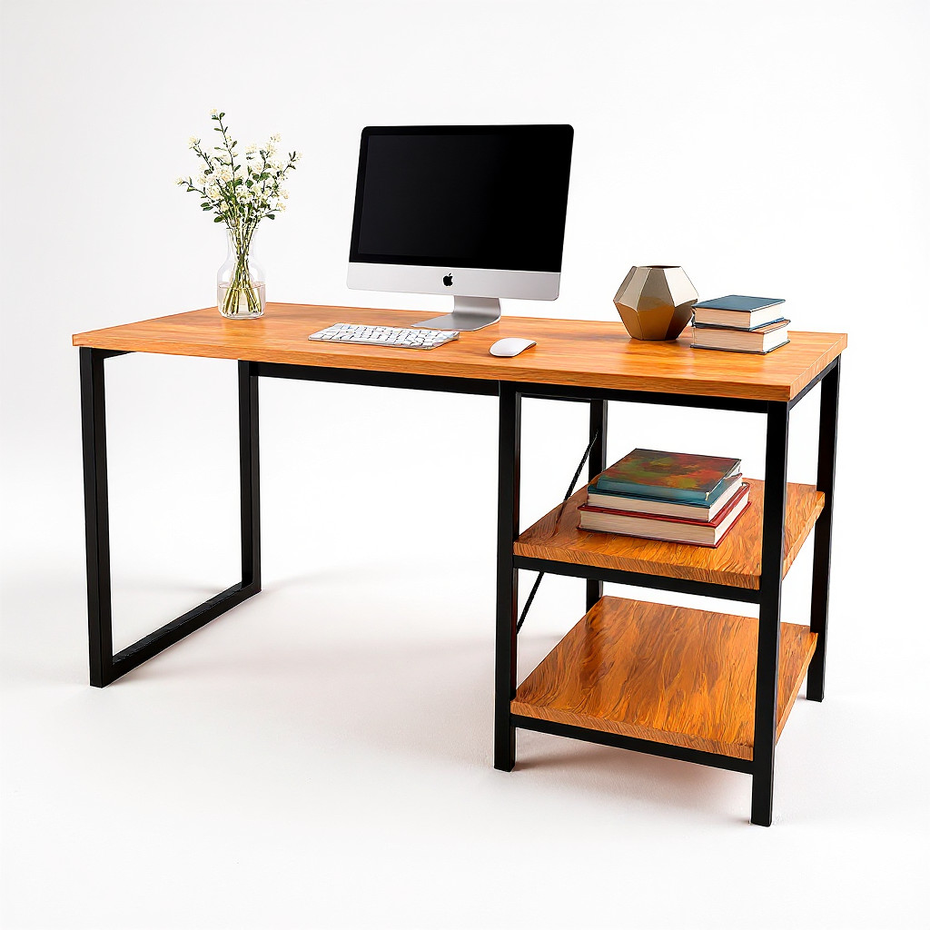 Mesa de Escritório Industrial 120cm Escrivaninha Home Office Estudo PC Notebook