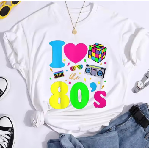 Camisa Camiseta Slim Feminina Tshirt I Love 80s Anos 80 Moda Verao