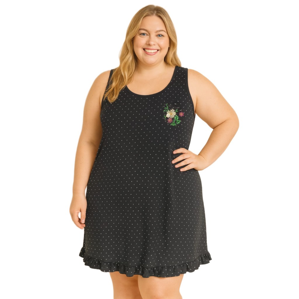 Camisola Plus Size Tamanho Especial Manga Regata Senhora