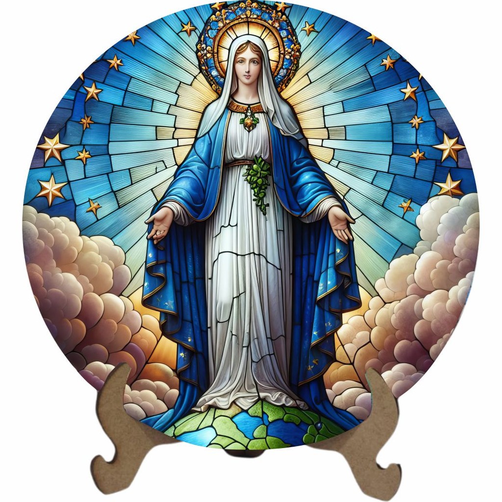 Mandala Nossa Senhora Medianeira - Arte Estilo Vitral
