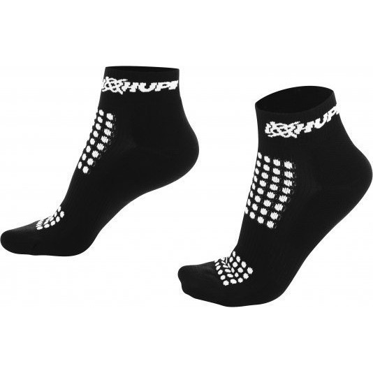 Meia Curta para Corrida HUPI - Running Pro Preto / Branco – Corrida, Ciclismo e Multi Esportes - Meia de Poliamida