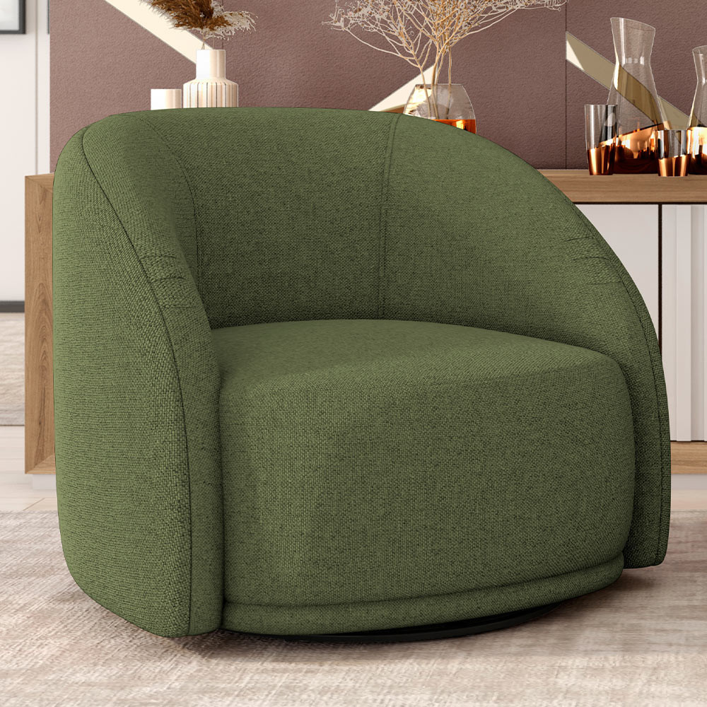 Poltrona Decorativa Giratória Angelina M03 Linho Verde - Lyam Decor em Oferta na Shopee