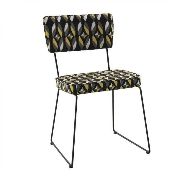 Cadeira para Sala de Jantar Escritório Estofada Base em Aço Roma Colorido/Branco/Amarelo/Preto Branco/Amarelo/Preto