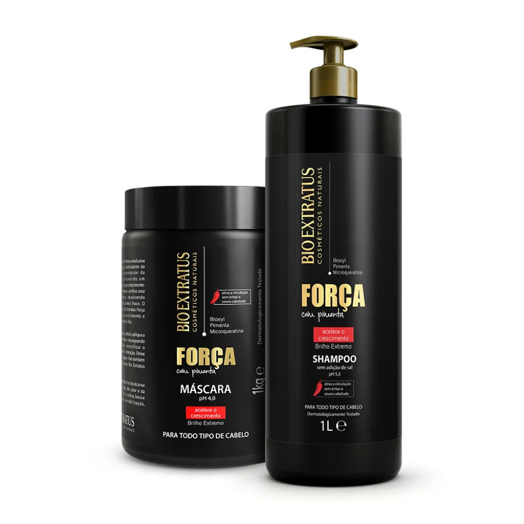 Kit Shampoo E Mascara Crescimento Força Com Pimenta Bio Extatus 1L  - Bio Extratus em Oferta na Shopee