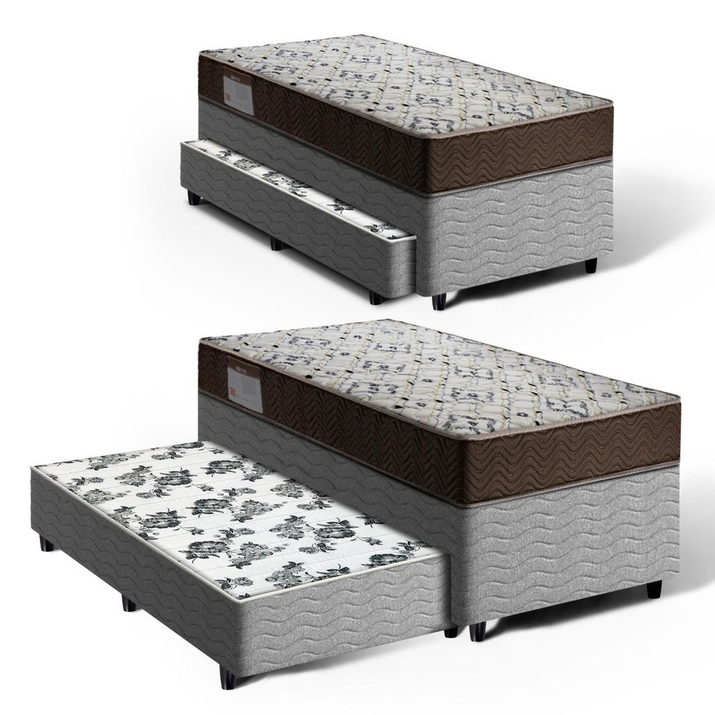 Cama Box Bicama com Colchão de Espuma D45 Solteiro Ortobom ISO 150 + Auxiliar de Espuma Unique Solteiro 88cm - Home & Living