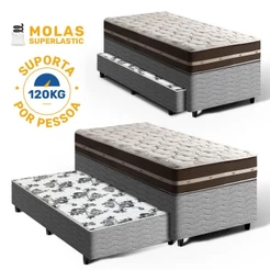 Bicama com Colchão de Molas Solteiro D'Angelis Classic Superlastic + Auxiliar de Molas Solteiro 88cm