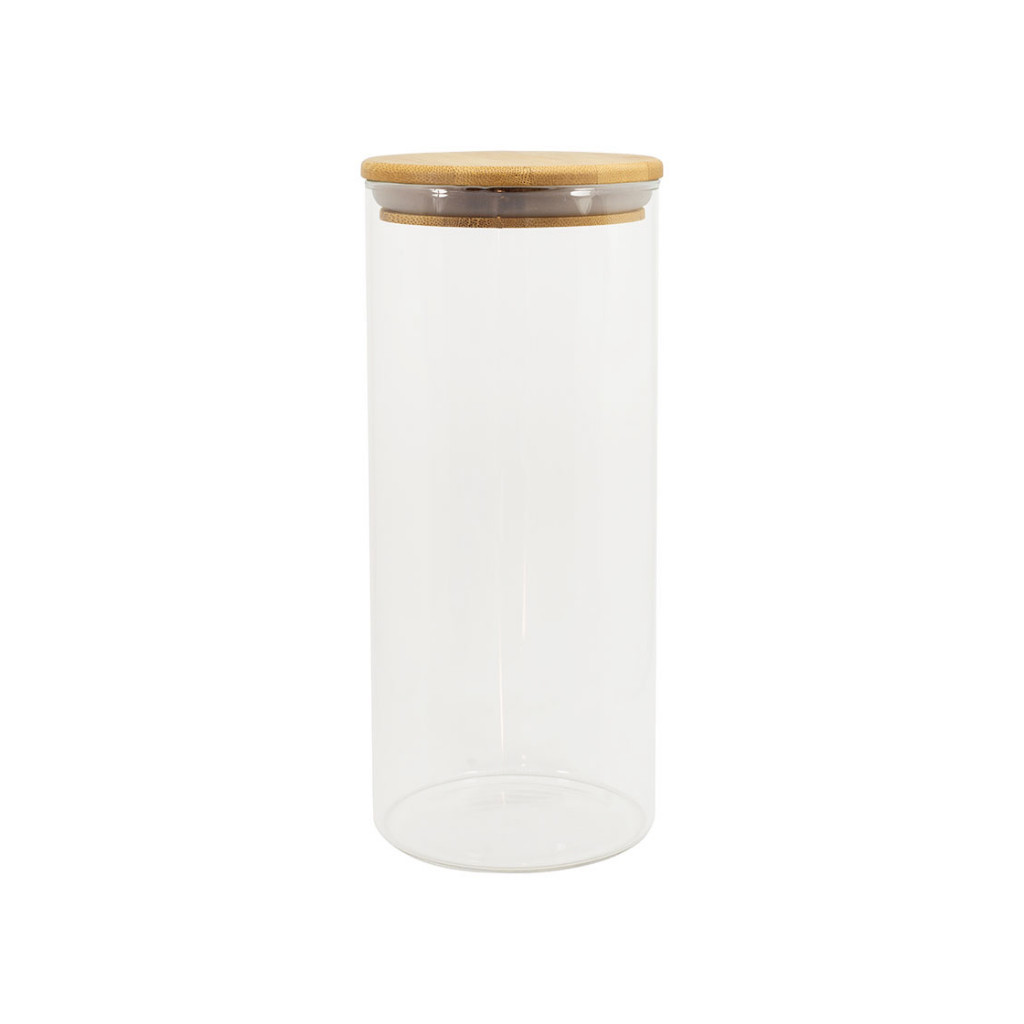 Pote Hermético de Vidro 1,65 Litros com Tampa de Bambu Porta Mantimentos Redondo Oikos