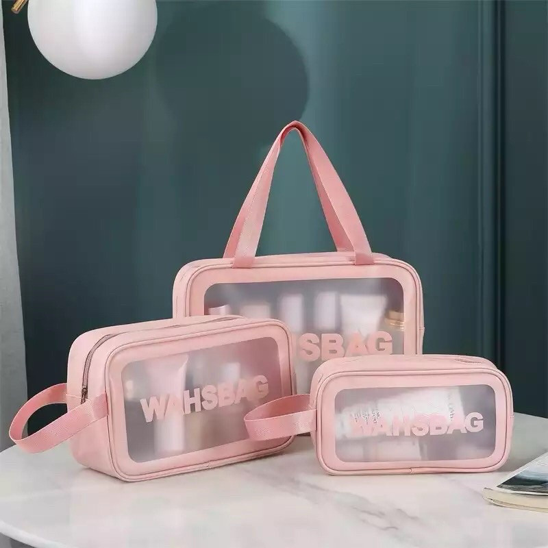 Kit 3 Necessaire Maquiagem Transparente WashBag A Prova De Água em Oferta na Shopee