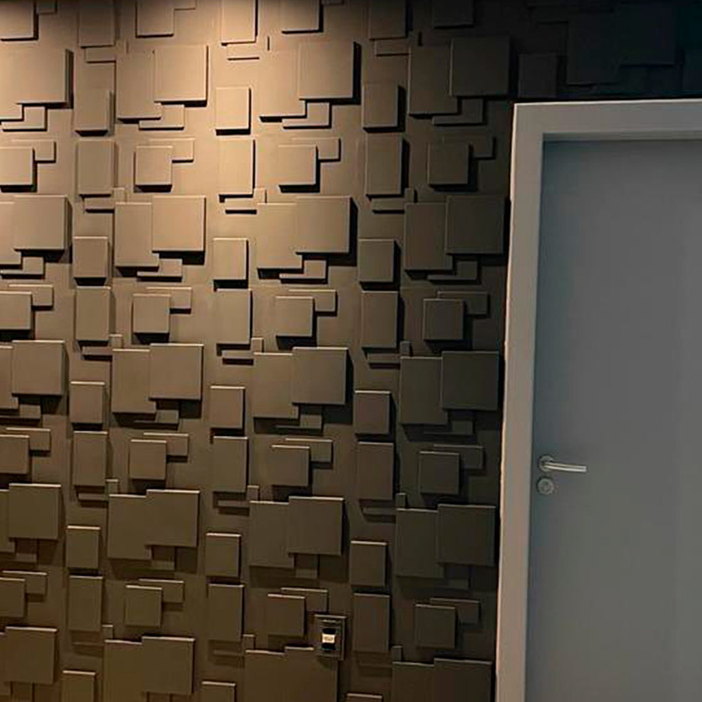 Revestimento de Pvc 5 Placas 3D Quadratto Preto Auto Relevo 50cm X 50cm Decorativo em Oferta na Shopee