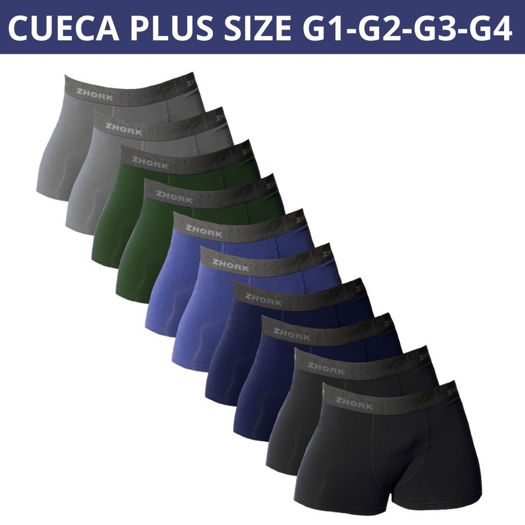 KIT 10 CUECAS BOX BOXER PLUS SIZE EXTRA GRANDE G1 G2 G3 G4