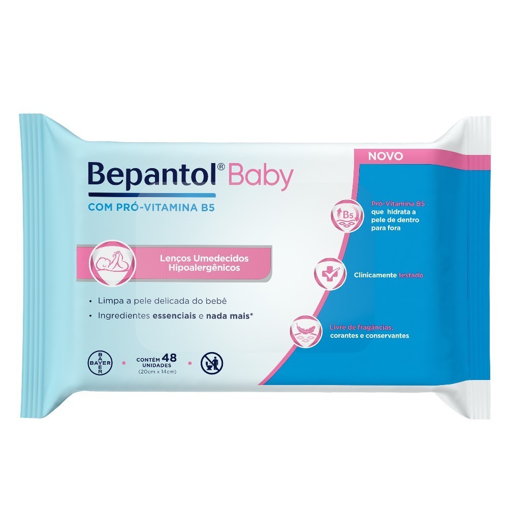 Toalha Lenço Umedecido Hipoalergênico com 48un - Bepantol - Mom & Baby