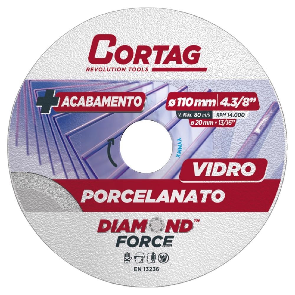 Disco Diamantado Porcelanato/Vidro 110mm (62796) - Cortag em Oferta na Shopee