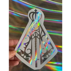 adesivo nossa senhora holográfico para carro moto e caminhão
