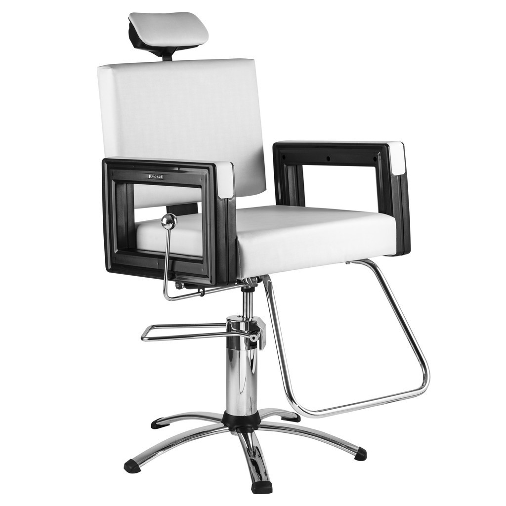 Poltrona Cadeira Square Reclinável Barbeiro Maquiagem Salão Branca - Home & Living