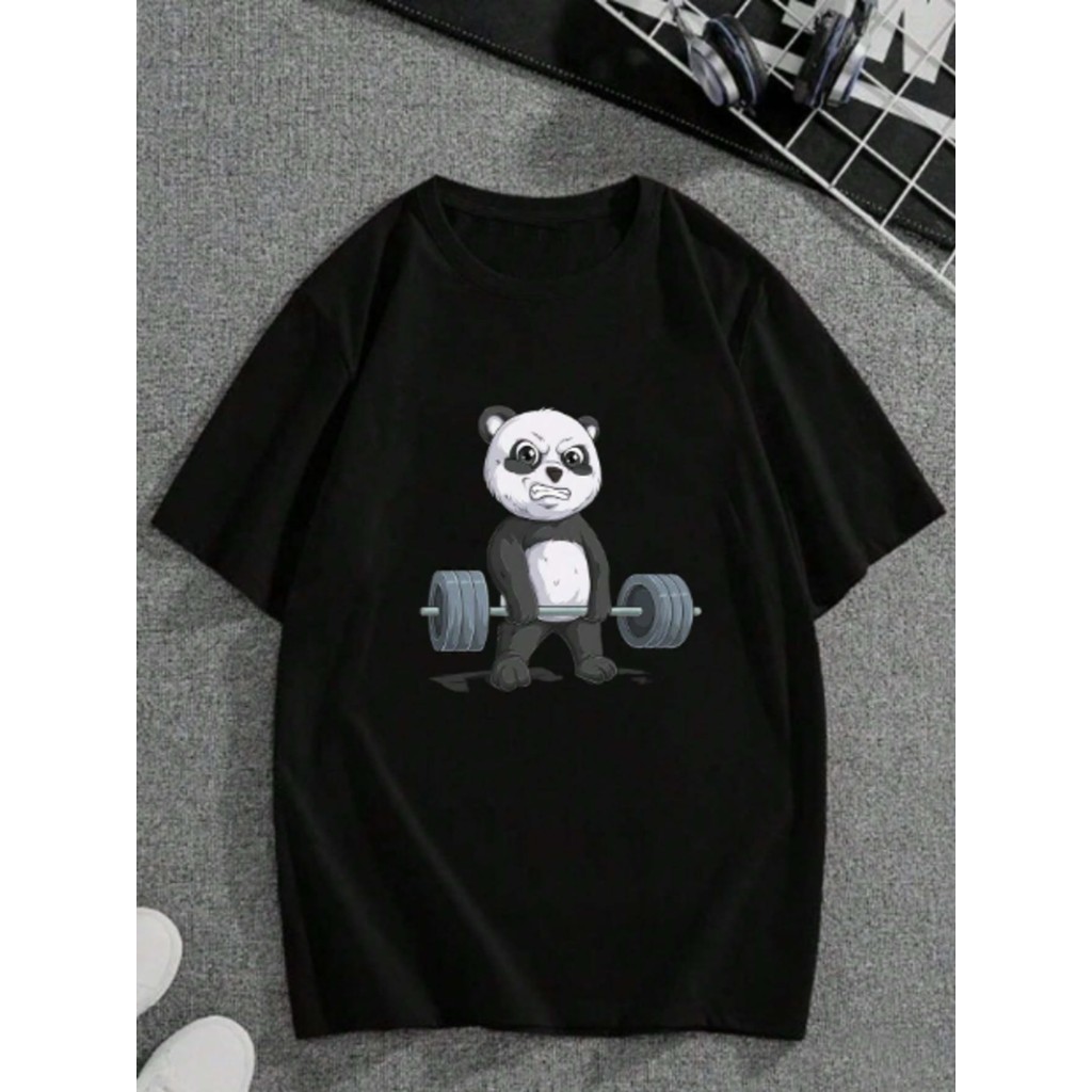 Camiseta unissex panda academia Ombro Caído Streetwear Camisa Blogueira Style OVERSIZED