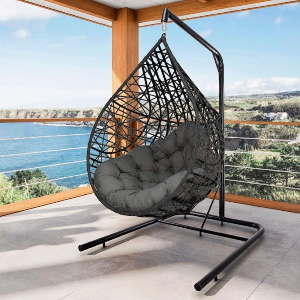 Cadeira Balanço Ninho Suspenso Gota Tramado Almofada Impermeável Acesse Móveis Preto-cinza em Oferta na Shopee
