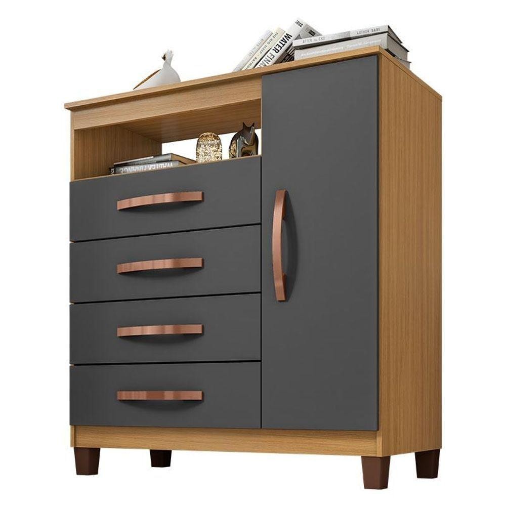 Cômoda Sapateira Catar Carvalho Americano Grafite - Incorplac em Oferta na Shopee