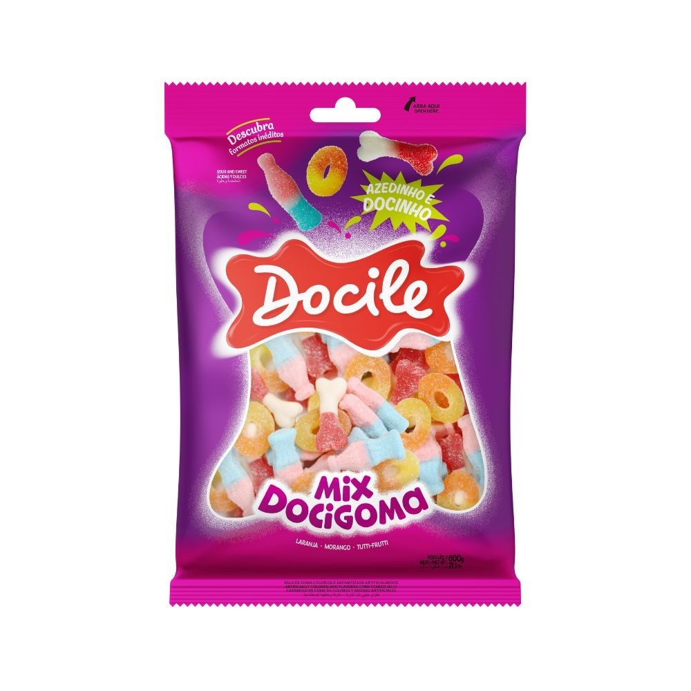 Bala de Goma Mix Azedinhas e Docinhas 600g - Docile