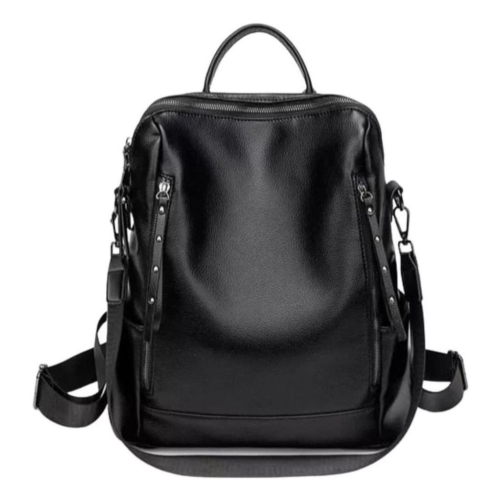 Mochila Feminina De Couro Ecologico Resistente Espaçosa