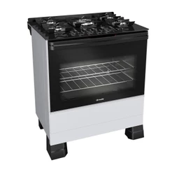Fogão de Piso 5 Bocas Mueller com Mesa de Vidro Branco Bivolt MFV5BF