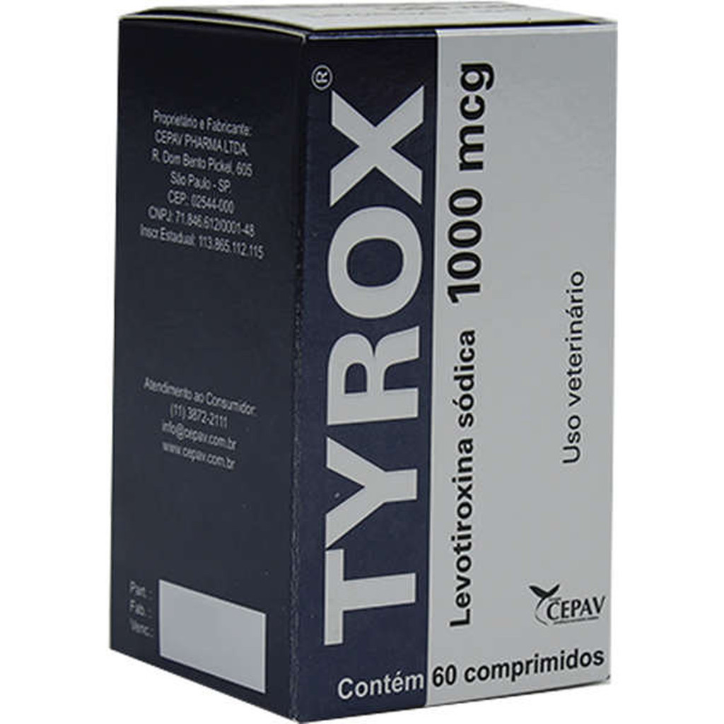 Tyrox 1000 mcg Repositor Hormonal Cepav - 60 Comprimidos em Oferta na Shopee