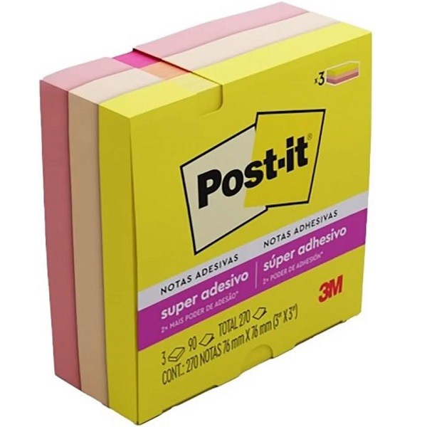 POST-IT Alegria 76MM X 76MM 3 Blocos