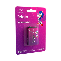 Bateria 9v Recarregável Elgin 250 mAh Alta Durabilidade Unidade