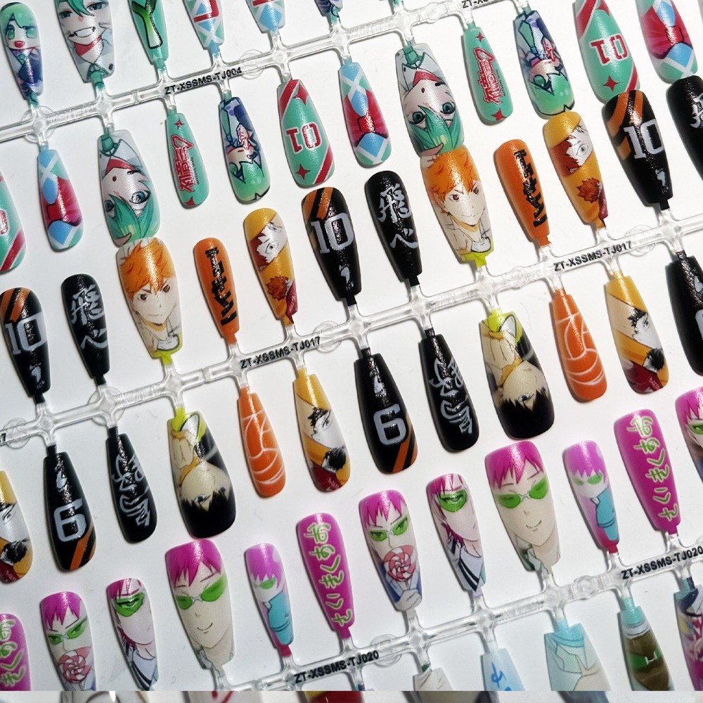 Anime Artificial Nail Jujutsu Kaisen Caçador De Demônios Genshin Impact One Piece Haikyuu EVA Cuidados Com As Unhas Para A Moda Mulher Halloween Cosplay Acessório De