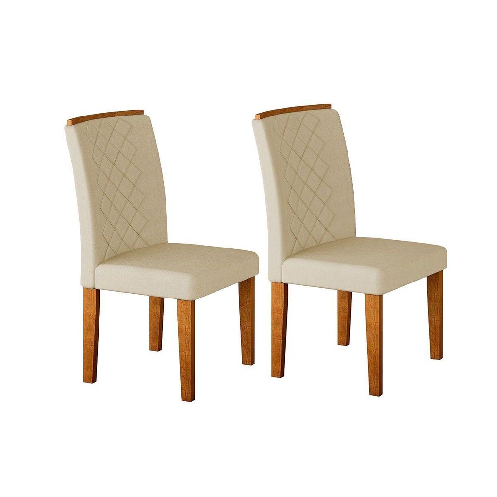 Cadeira Sala de Jantar Jade Kit 2 Un Imbuia - Veludo Creme - Rufato em Oferta na Shopee