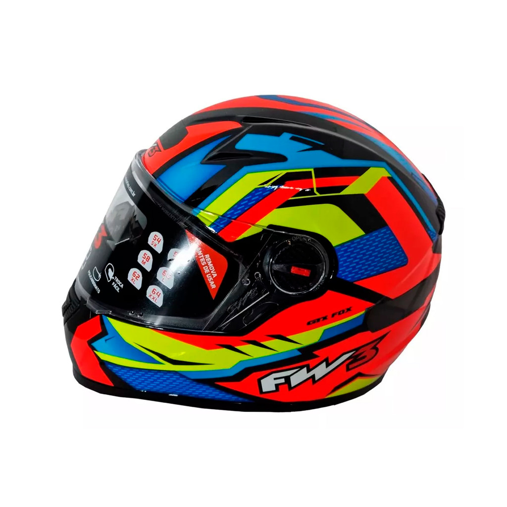 Capacete Moto Fechado GTN Fox Laranja Viseira Cristal Inmetro Tamanho 56 - FW3 em Oferta na Shopee