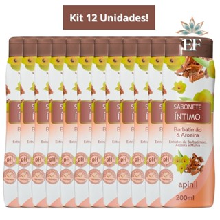 Kit Com 12 Unidades Sabonete Íntimo BARBATIMÃO & AROEIRA 200mL APINIL em Oferta na Shopee