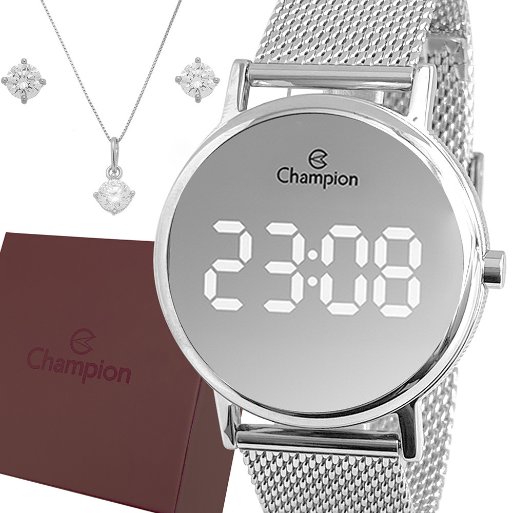 Relógio Champion Feminino Digital Led Prata Garantia 1 Ano - Watches