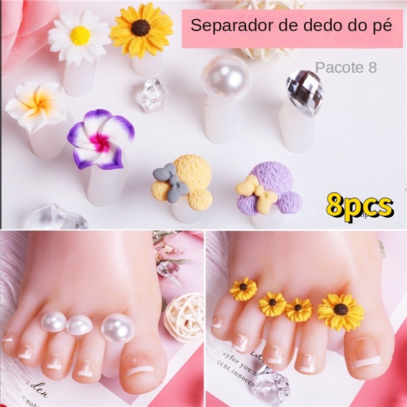 Separador De Toe Separador De Manicure Flor De Dedo Manicure Separador De Dedos Pérola Flor Dourada Roxa