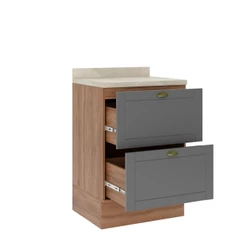 Balcão Milla 2 Gavetas Nog/Cinza 60cm Carraro