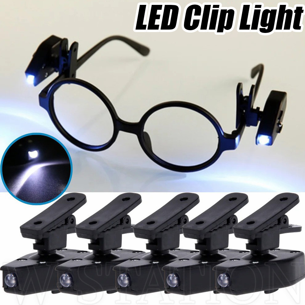 1/2Pcs Mini Lâmpada De Leitura De Óculos LED-Clip On Eye Glasses Light-Noturna Luz Branca-Flexível , Recarregável , Universal Emergência Para Acampamento Ao Ar Livre