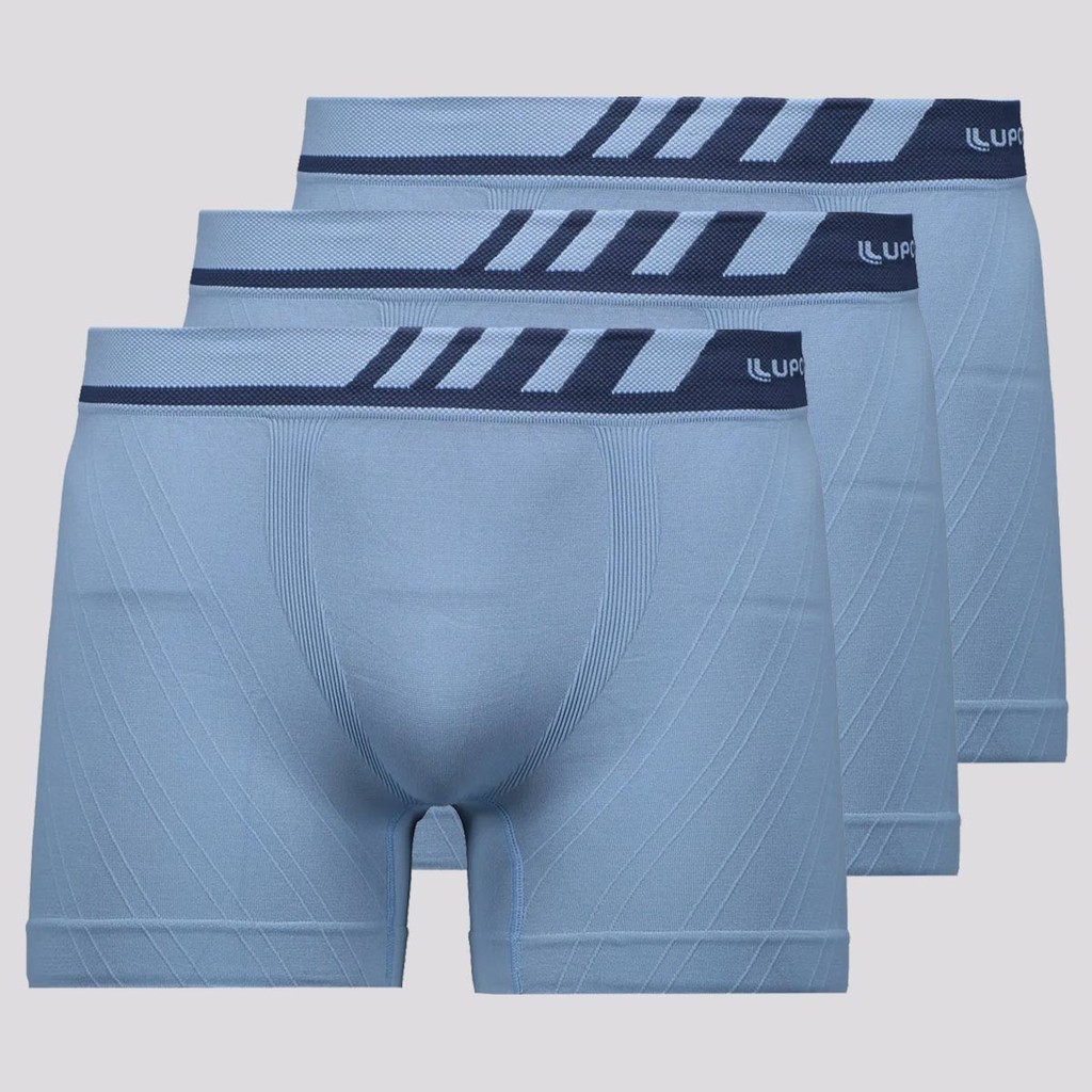 Kit 3 Cuecas Boxer Lupo Light Fit Azul