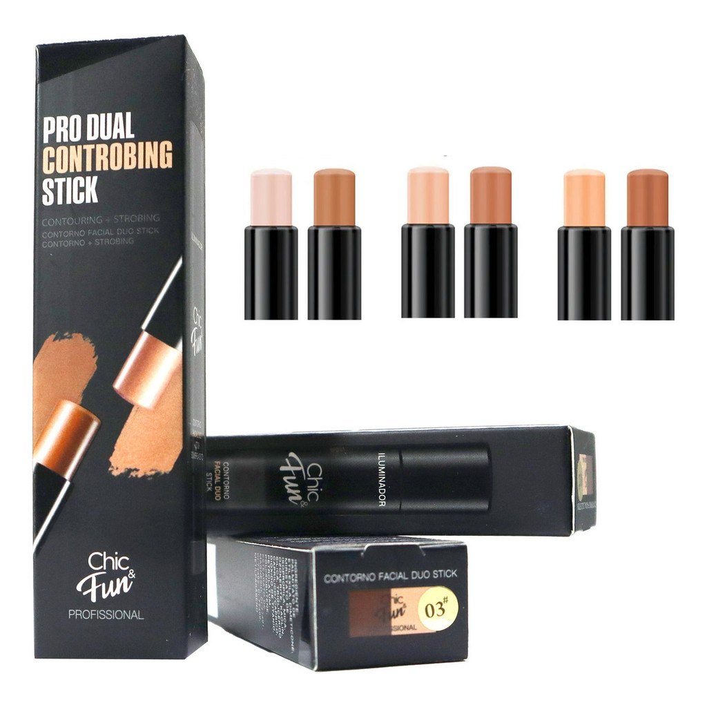 3 Caixas Bastão De Contorno E Iluminador 2 Em 1 Rosto Facial Maquiagem