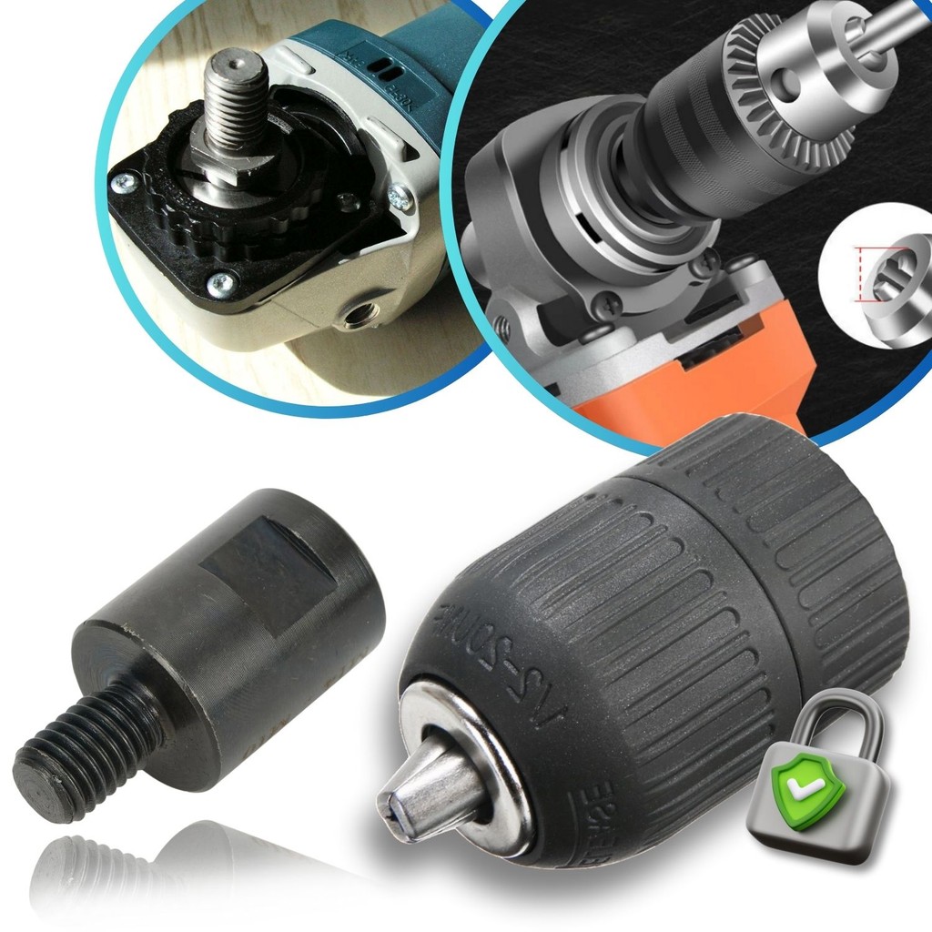 Kit Mandril Aperto Rápido 13mm +  Parafuso Conector Mandril Conversor Adaptador de Rosca M14 pra 1/2Pol 20unf pra Esmerilhadeira Lixadeira Angular Rebarbadora Polimento Arbor Acessório de Conexão