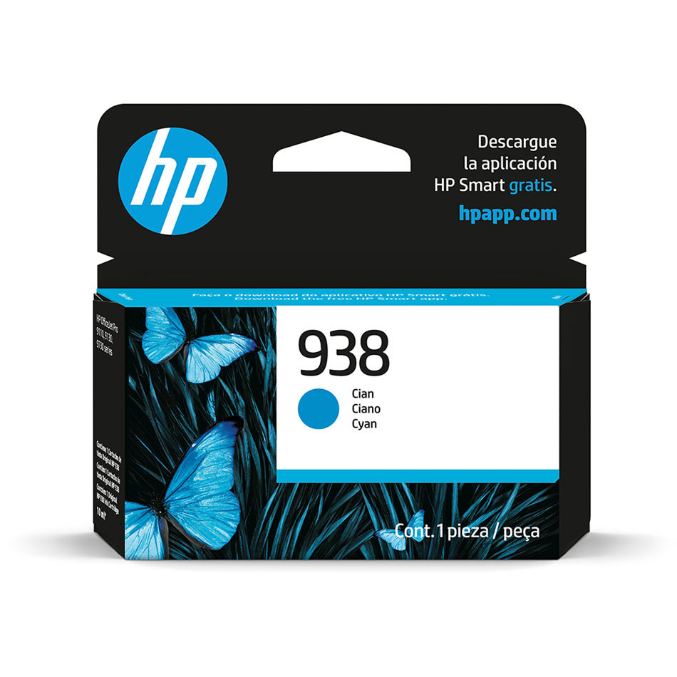 Cartucho HP 938 Original 4S6X5PL Ciano p/ Officejet Pro 9110, 9120, 9130, 9720, 9730