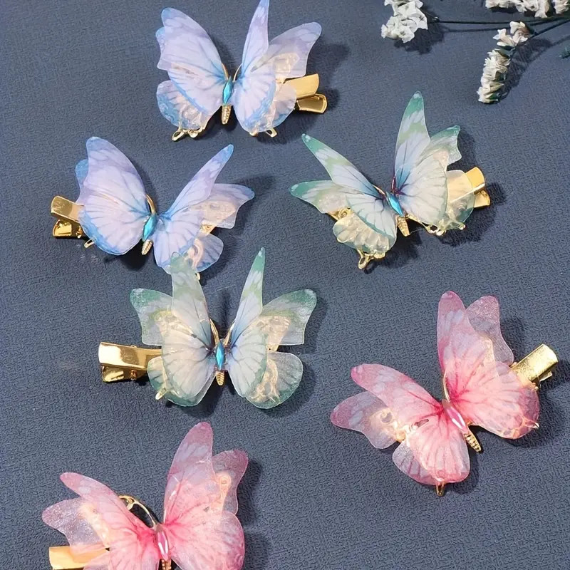 6pcs Grampo Bico de Pato Cabelo Borboleta Acessórios de Cabelo Perfeitos para Noivas!