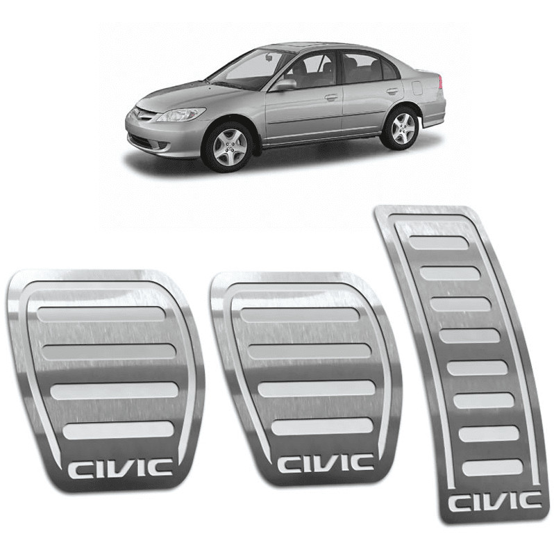 Pedaleira Civic 01/06 Manual Aço Inox - Não fura o pedal em Oferta na Shopee