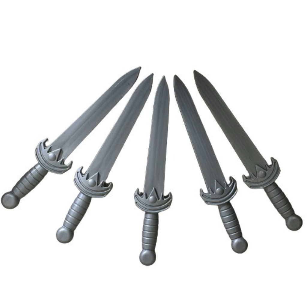 Kit 5 Espadas Heróis de Plástico Infantil Cor Prata