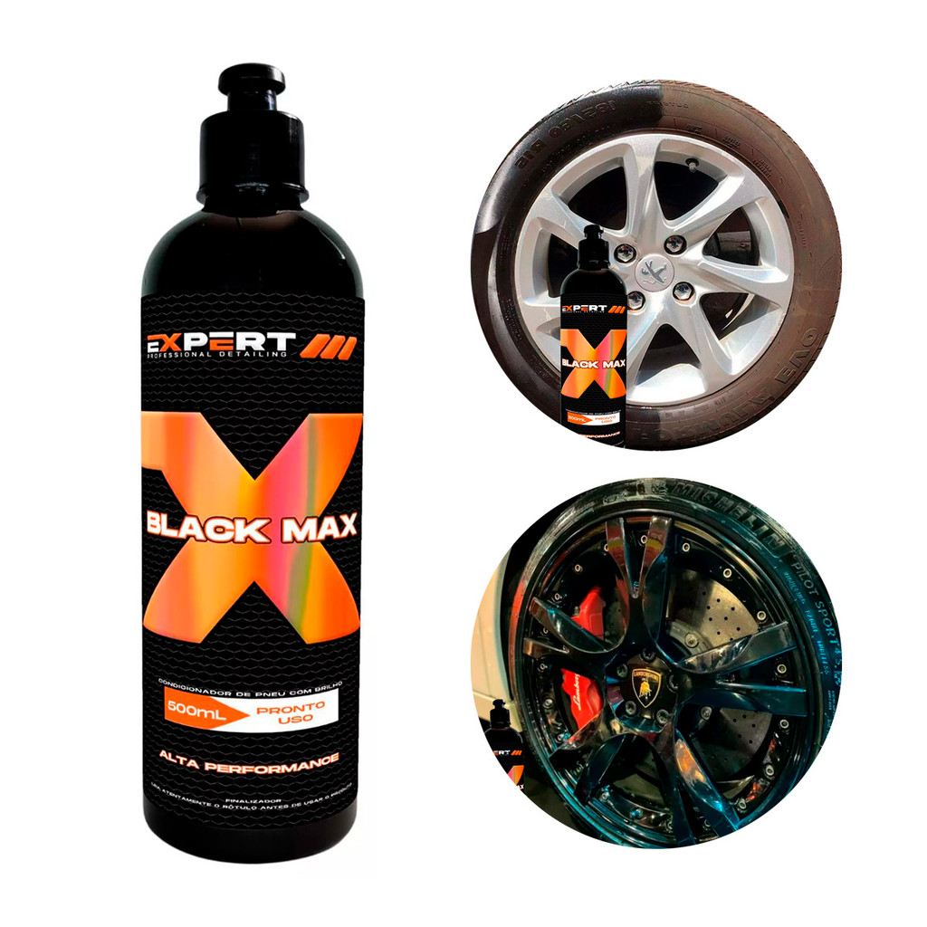 Black Max - Condicionador Hidrorepelente Pretinho Profissional Brilho 500ml para Pneus - Expert em Oferta na Shopee