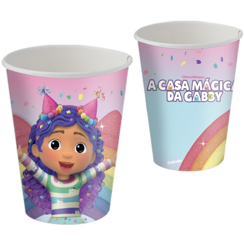 8~32 COPO PAPEL FESTA  CASA MAGICA DA GABBY   200ML FESTCOLOR - Home & Living