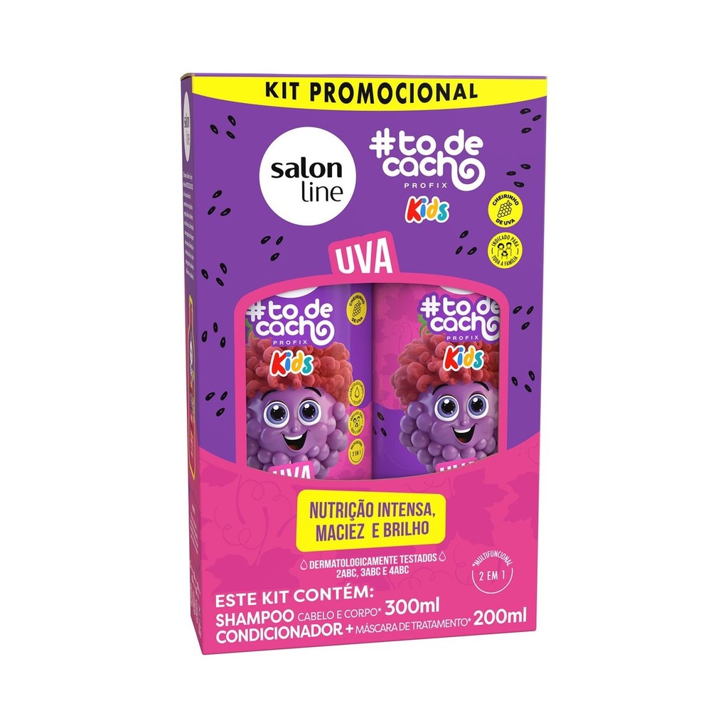 Kit Shampoo Condicionador Uva Kids Nutre Hidrata Salon Line - Beauty