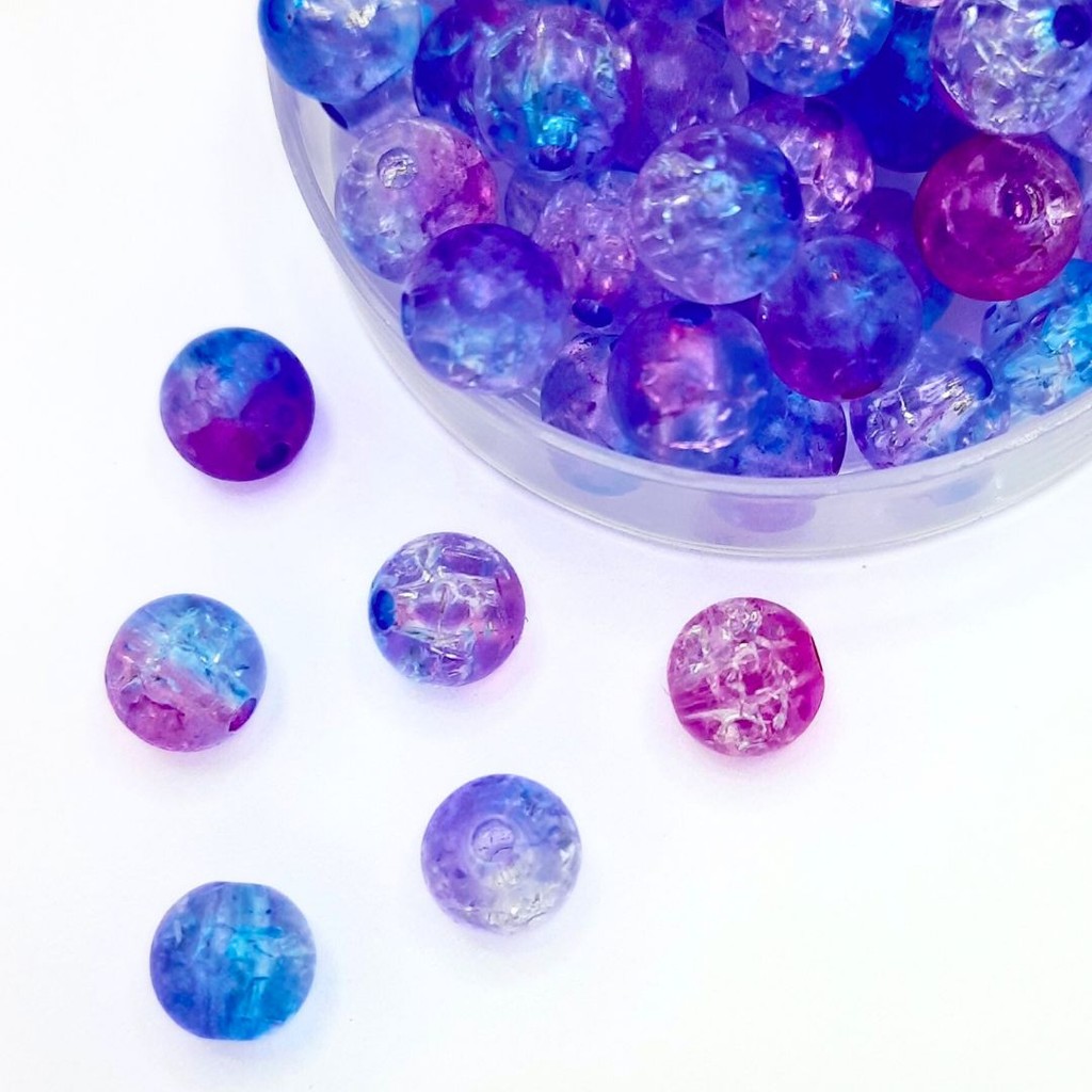 Miçanga Bola Acrílica Craquelada 8mm com Furo Passante em Oferta na Shopee