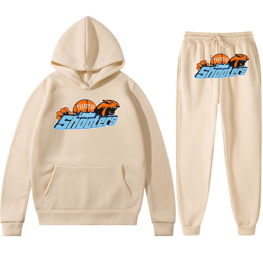 CojuntobTrapsta Roupa esportiva estampada Camiseta com capuz solto de duas peças para homens Camiseta com capuz solto