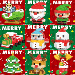 Bloco De Construção De Natal Série Papai Noel Rena Quebra-Cabeça Montagem Tijolos Decoração De Mesa Brinquedos Infantis Para O Miúdo Presente