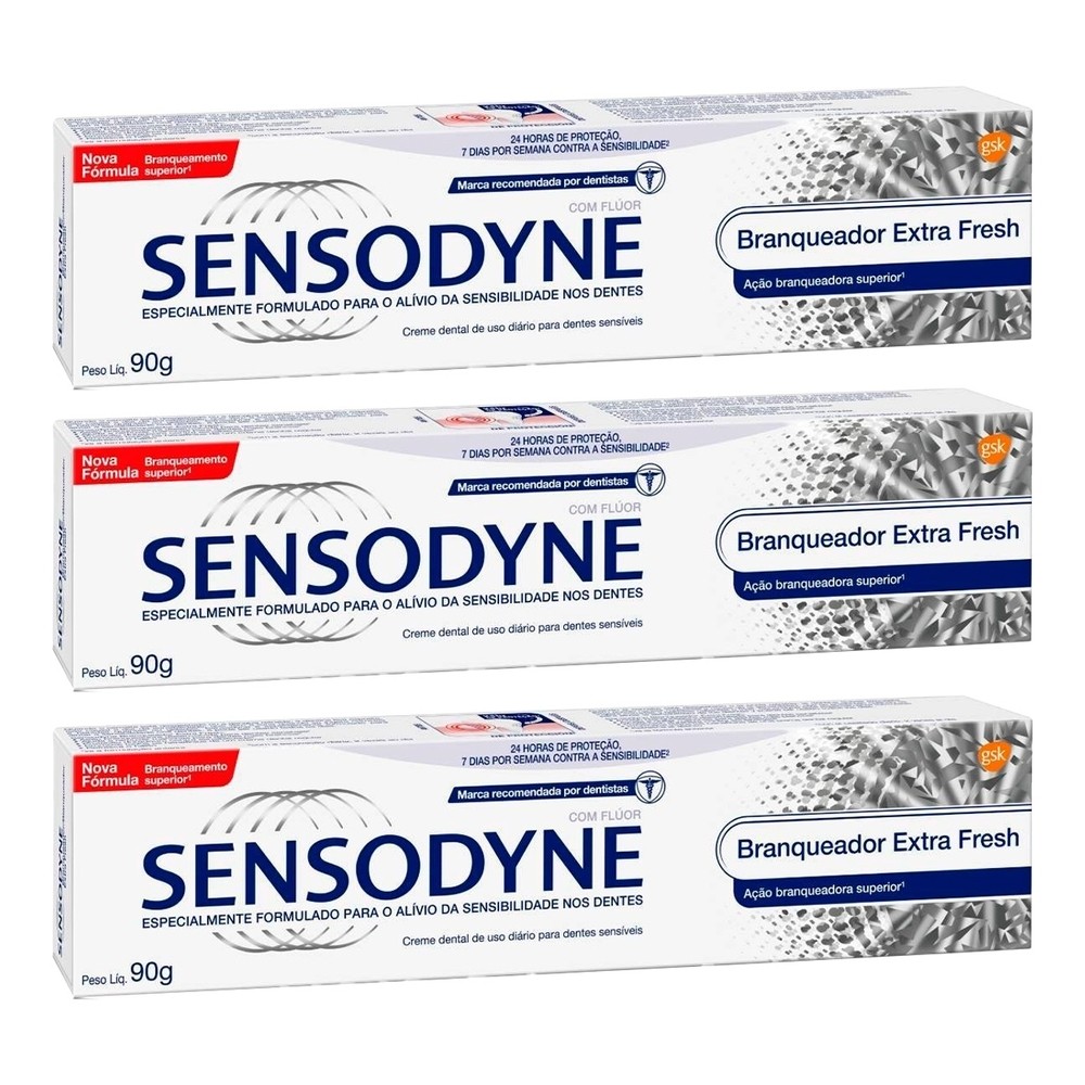 Kit 3 und Creme Dental Sensodyne Branqueador Extra Fresh 90g - Health